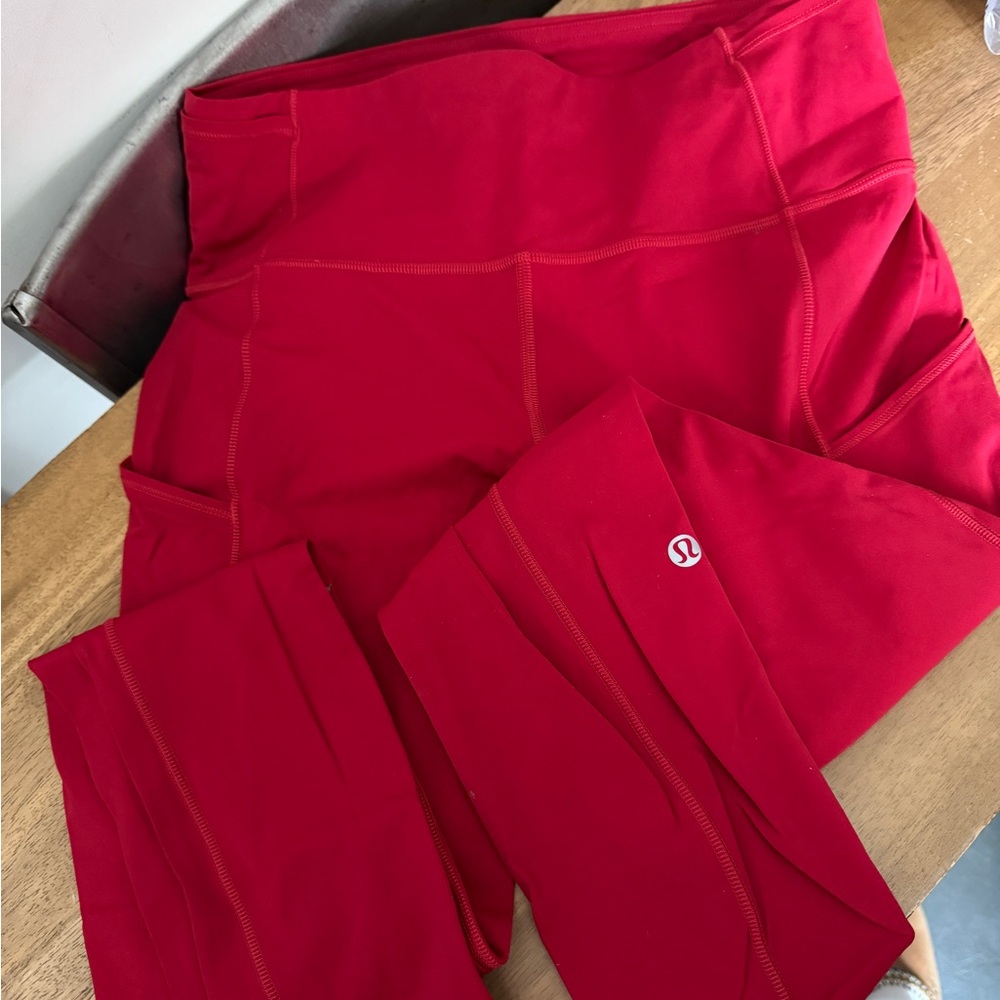 Lululemon Athletica Red Leggings High Waist Performance
